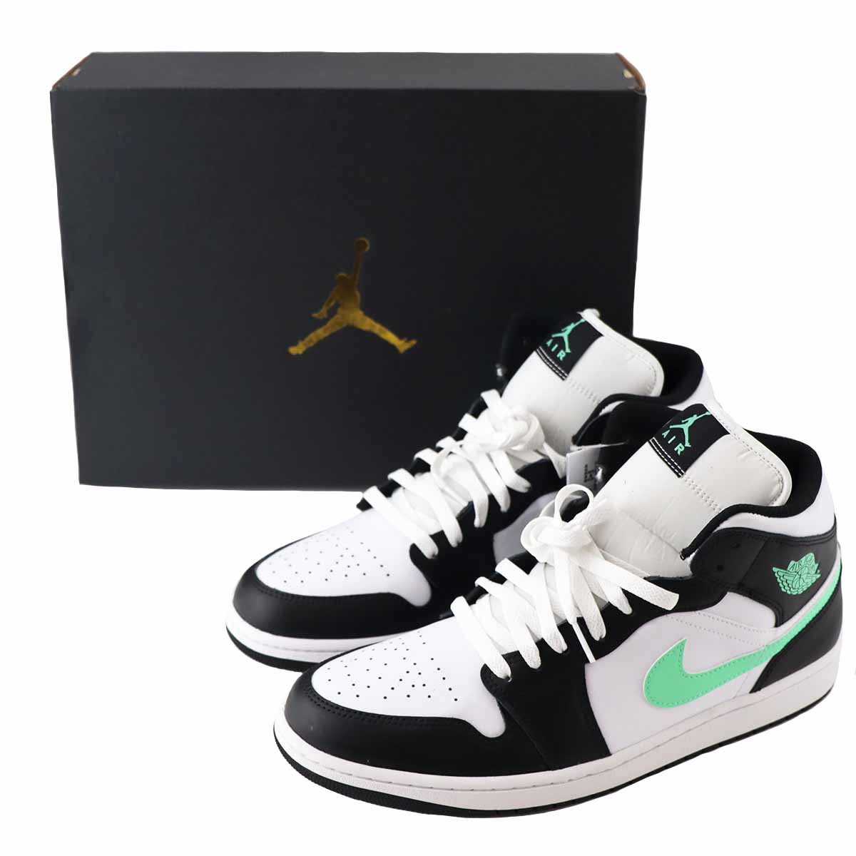Nike Air Jordan 1 ミッド　 ホワイト/ブラック/グリーン Air Jordan 1 Mid Men's Shoes. Nike ID