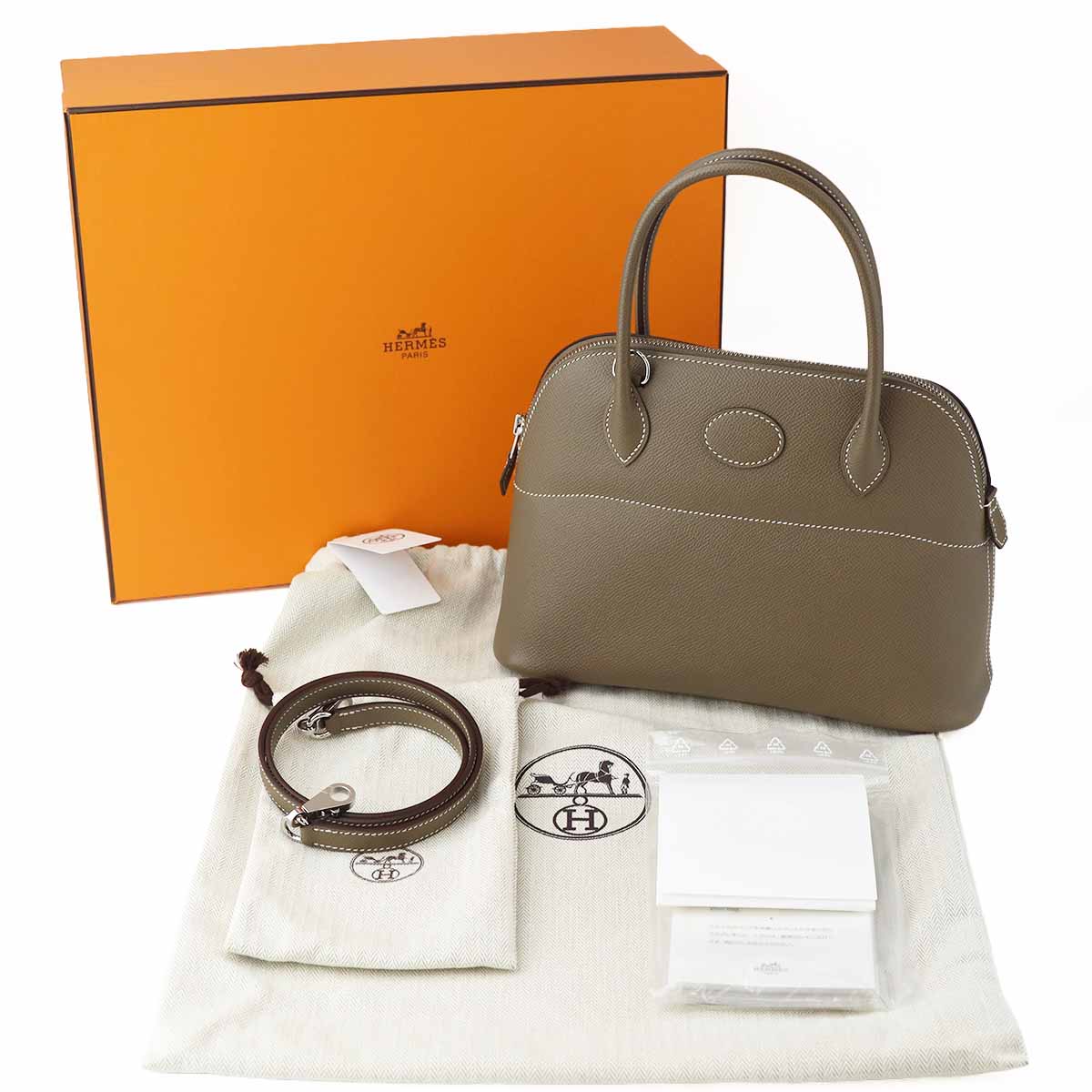 HERMES エルメス ボリード27 エトゥープ エプソン シルバー金具 Y刻印 新品ストラップ【中古】【送料無料】ショルダーバッグ【代引き無料】TMR2603300007｜麻布十番タマリヤ質店店 1,300,000円