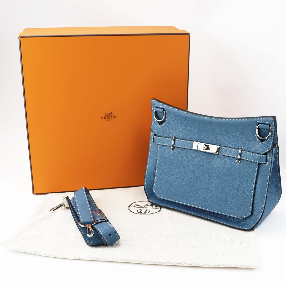 Hermes エルメス ジプシエール28 トリヨンクレマンス ブルージーン シルバー金具 □R刻印【送料無料】【代引き無料】ハンドバッグ【中古】24260608