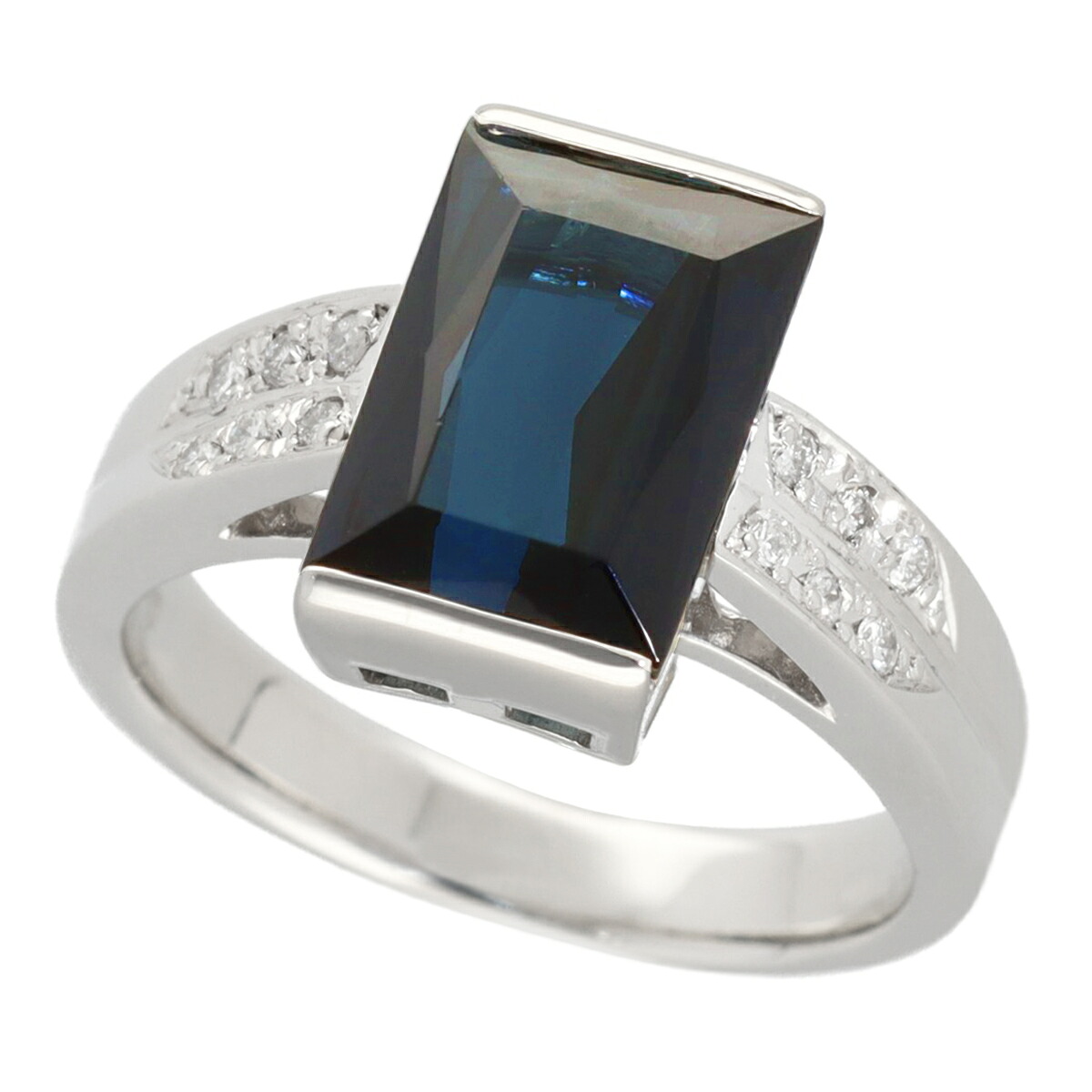 インディゴライト トルマリン(3.40ct)ダイヤモンド(0.12ct)リング Pt900 プラチナ 日本サイズ約13号 #53 鑑別書【送料無料】【代引き手数料無料】指輪【中古】TMR2507290010|麻布十番タマリヤ質店店