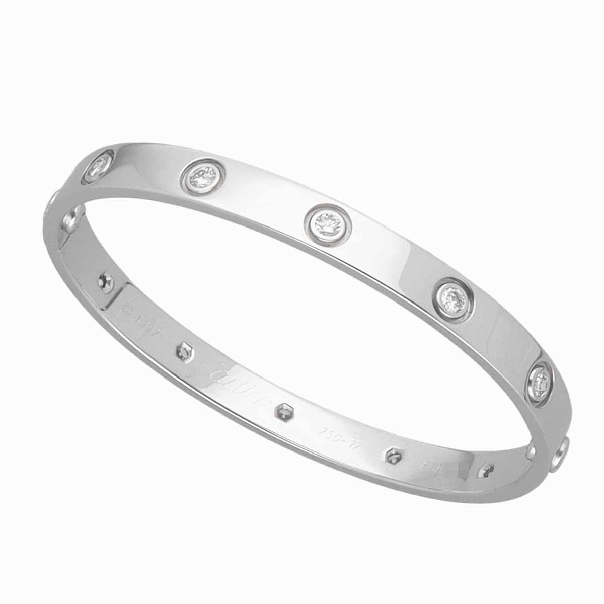 Cartier カルティエ フルダイヤモンド ラブブレスレット 17cm 750 K18 WG ホワイトゴールド【送料無料】【代引き手数料無料】レディース【中古】24320809|麻布十番タマリヤ質店店