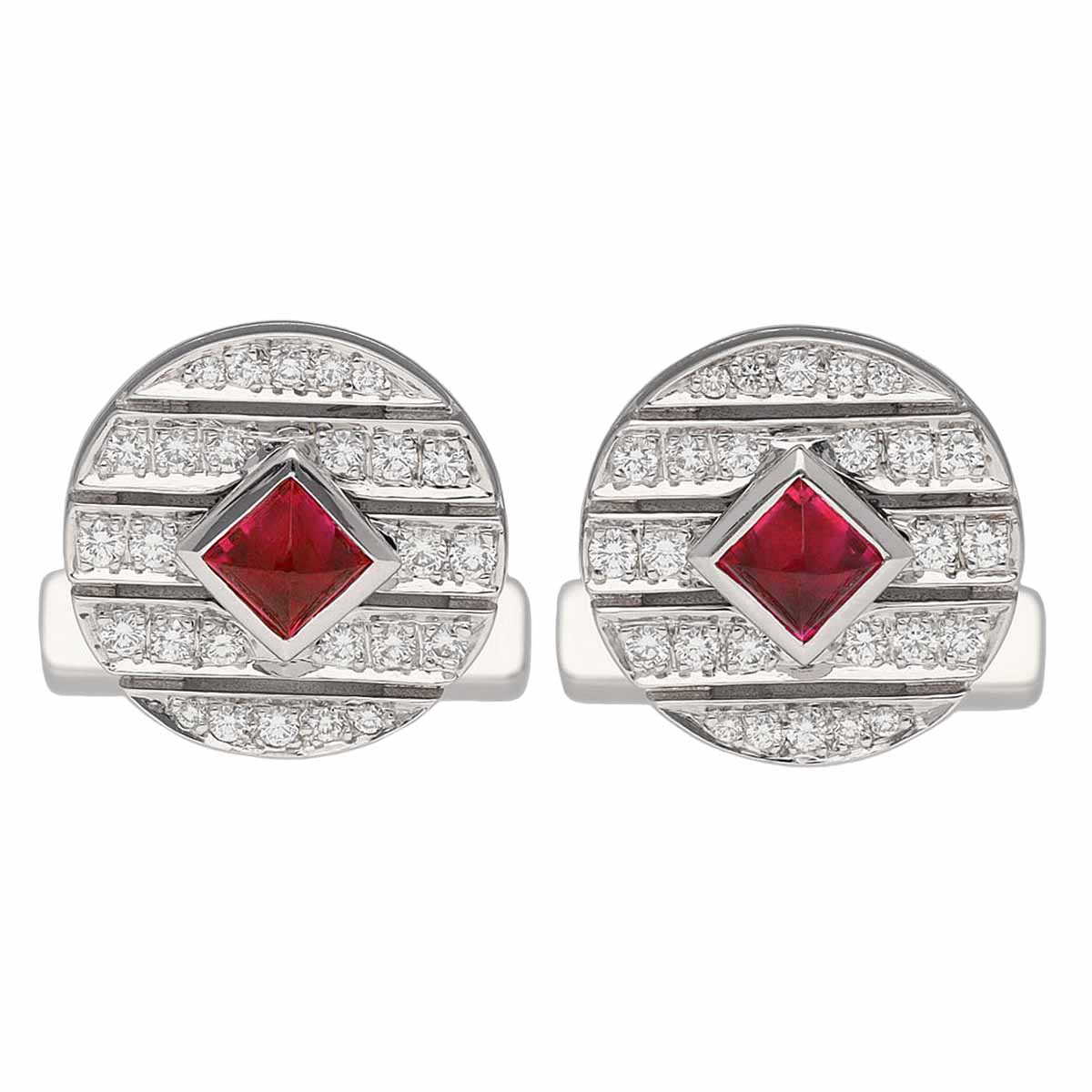 Cartier カルティエ ミャンマー産 ルビー 金剛石 ラウンドシェイプ 折り返し K18 750 WG 白いことゴールド GIA聞き分け書【貨物輸送無料】【代引っ張ること委員会無料】 【中古】21120301