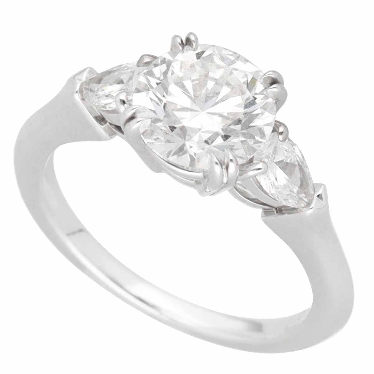 HARRY WINSTON ハリーウィンストン ダイヤモンド(1.25ct E-VVS1-3Ex) ラウンド クラシック ペアシェイプ リング PT950 プラチナ 日本サイズ約6号 #46 HW GIA鑑定書【送料無料】指輪 【中古】210091207