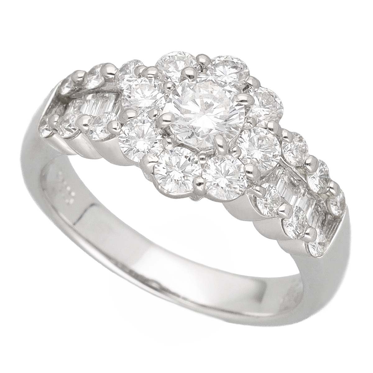 ダイヤモンド(0.302ct E-SI1-FAIR)サイドダイヤモンド(0.89ct)リング Pt900 プラチナ 日本サイズ約8号 #48 鑑定書【送料無料】【代引き手数料無料】指輪【中古】23260547