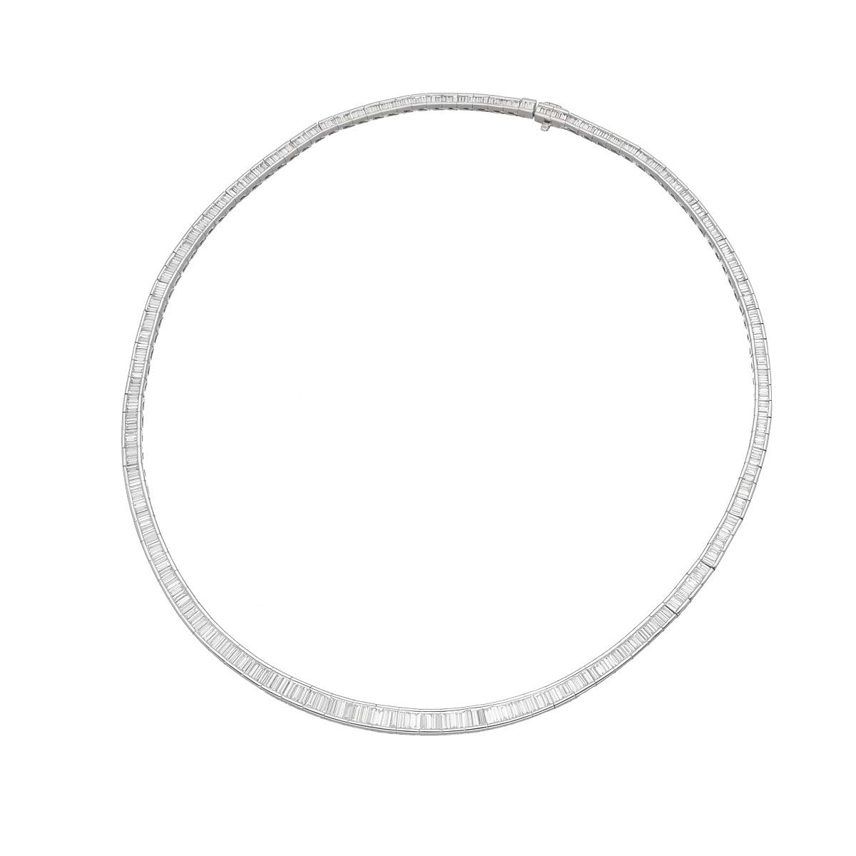 バゲットカットダイヤモンド(10.21ct)チョーカー ネックレス 約44cm Pt900 プラチナ 鑑別書【送料無料】【代引き手数料無料】【中古】25020153｜麻布十番タマリヤ質店店