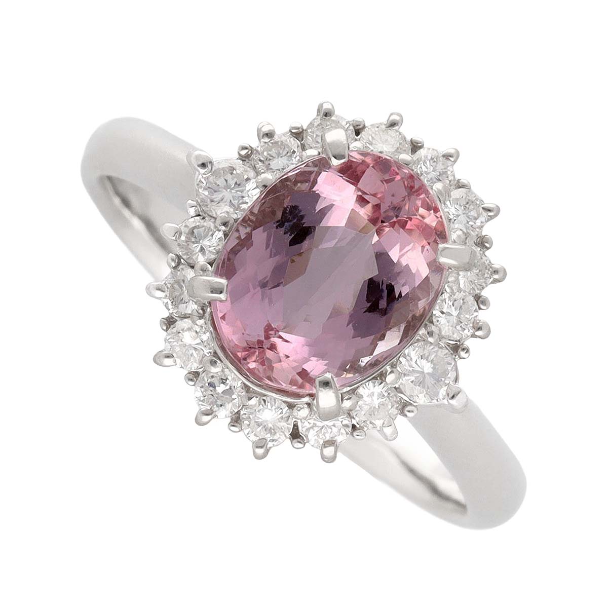 インペリアル ピンクトパーズ(PT3.26ct) ダイヤ(D0.46ct) リング 日本サイズ約18号 #58 Pt900 プラチナ 鑑別書【送料無料】指輪【中古】32800709