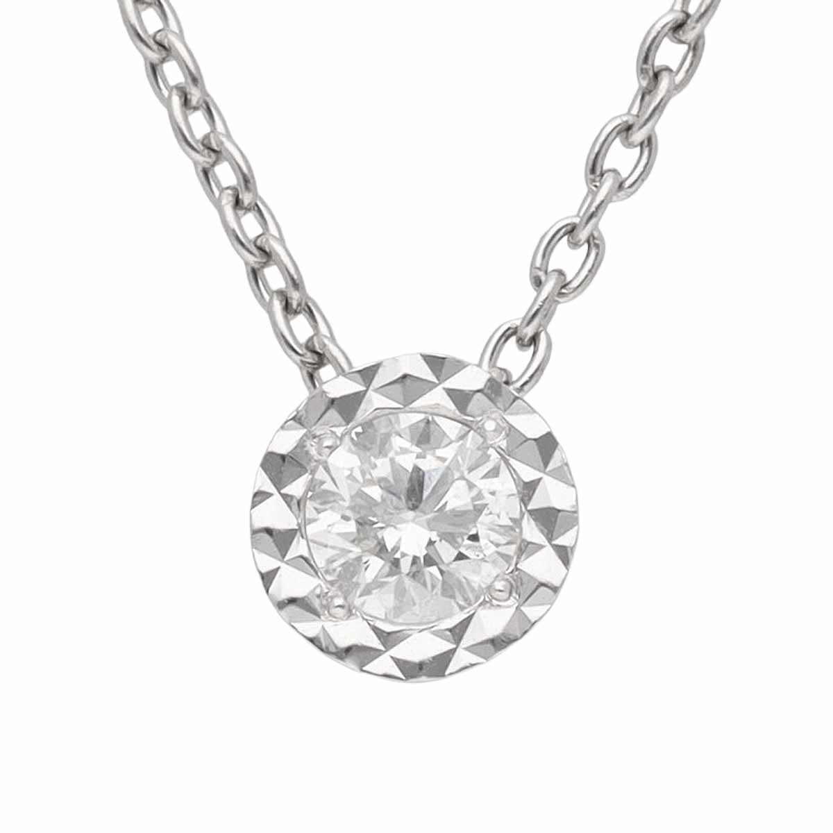 ダイヤモンド(0.123ct)ペンダント ネックレス 40cm 750 K18 WG ホワイトゴールド【送料無料】【代引き手数料無料】 【中古】24280626