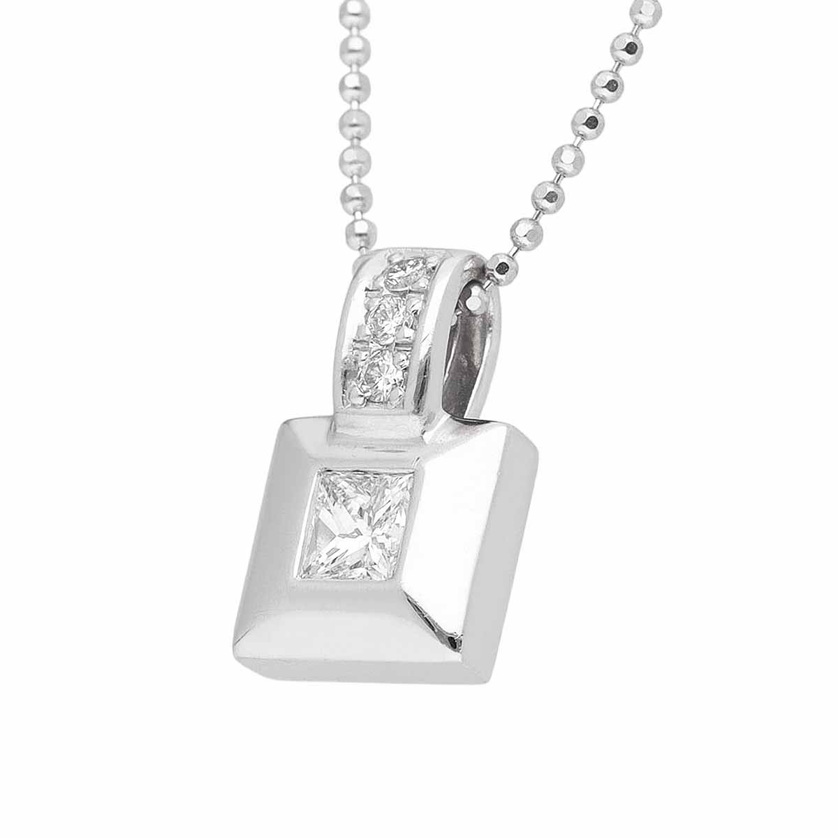 ダイヤモンド(0.28ct/0.05ct)ペンダント ネックレス 45cm 750 K18 WG ホワイトゴールド【送料無料】【代引き手数料無料】【中古】24050215｜麻布十番タマリヤ質店店