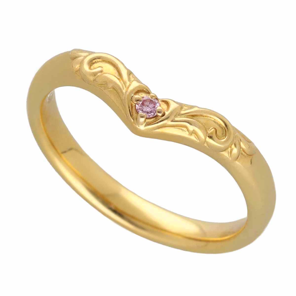 Disney K.UNO ディズニー ケイウノ 1Pピンクダイヤモンド(0.02ct) リング 750 K18 YG イエローゴールド 日本サイズ約9号 #49 鑑別書【送料無料】【代引き手数料無料】指輪【中古】24070301｜麻布十番タマリヤ質店店