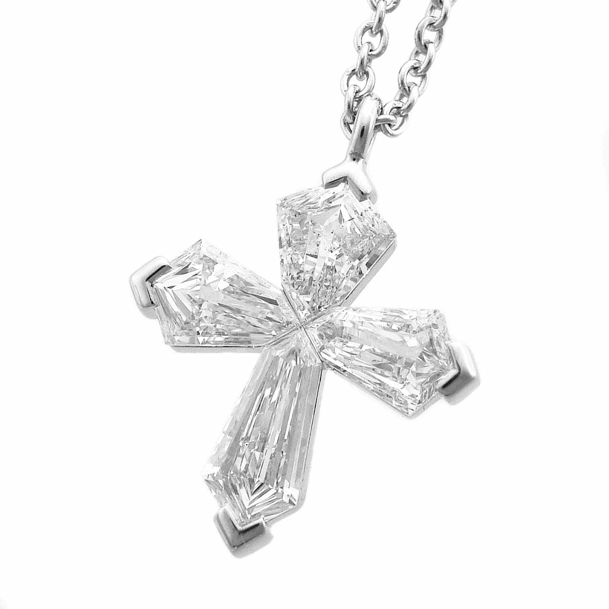 Graff グラフ ミニ トラぺゾイド ダイヤモンド 0 74ct クロス ペンダント ネックレス 750 K18 Wg ホワイトゴールド 送料無料 代引手数料無料 レディース 中古 Filmsdeculfrancais Com