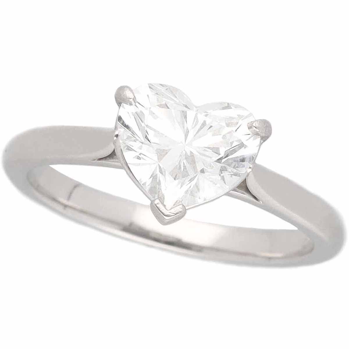 TIFFANYCo ティファニー ソリティア ハートシェイプダイヤモンド(1.26ct H-VVS2-Ex) リング Pt950 プラチナ  日本サイズ約9号 #49【送料無料】【代引き手数料無料】指輪【中古】22010101 麻布十番タマリヤ質店