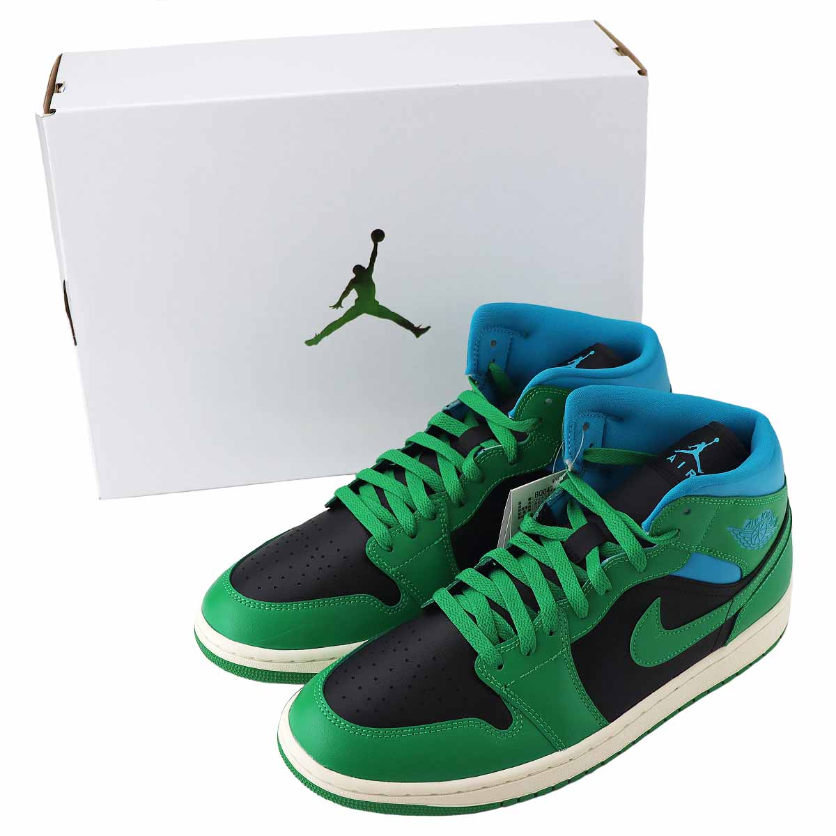 NIKE ナイキ エア ジョーダン 1 MID スニーカー 29.0cm BQ6472-033 国内正規品 ブラック/アクアトーン/セイル/ラッキーグリーン【送料無料】靴23530927｜麻布十番タマリヤ質店店