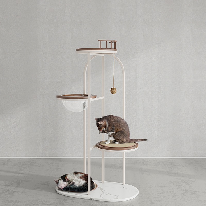 パウダーコンパクト心積もり ミニマルデザイン 生まれながら木製キャットタワー｜猫用爪とぎ＆ハンモック一体型 多役立つこと寝台 シエテ公麻当て嵌める 省間隔文字 室内装飾相応う