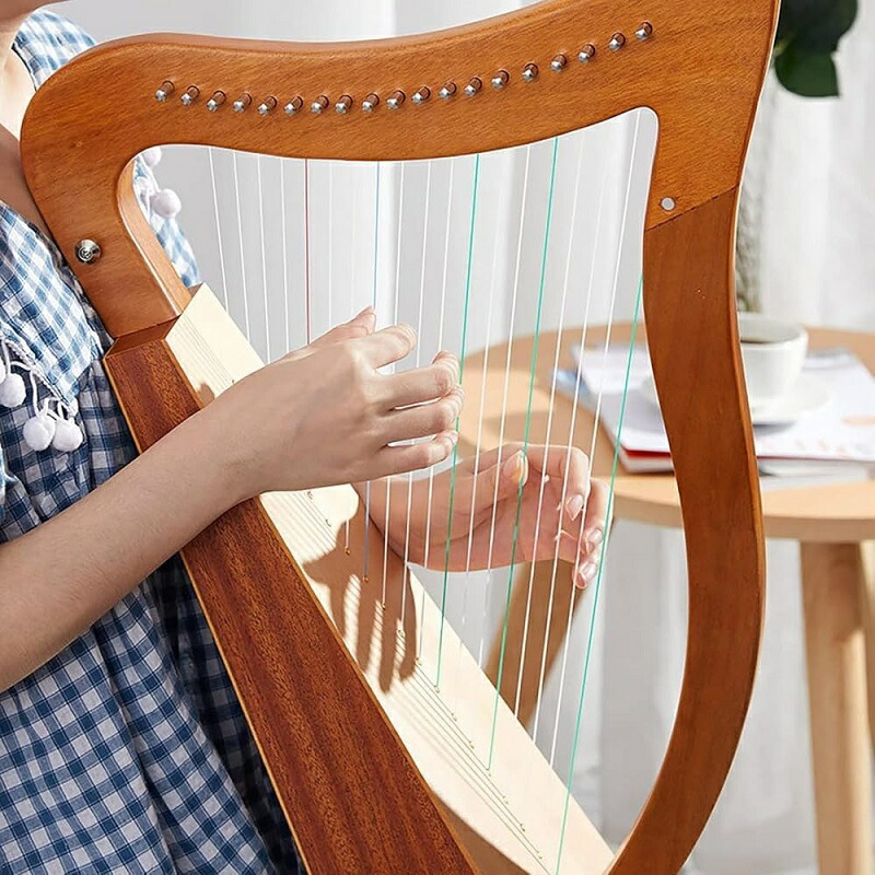 ポータブルアイリッシュハープ/ミニ木製ハープ/マホガニー弦楽器、チューニングレバー付き、音楽愛好家へのギフト