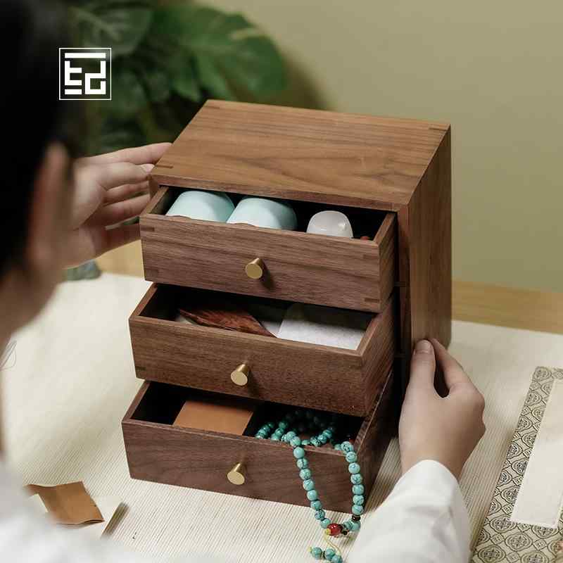 収納ボックス 引き出し 木製 木目 小さめ 小物 アクセサリー キッチン 3段 キャビネット 卓上 無垢材 整理 シンプル 長方形 レトロ