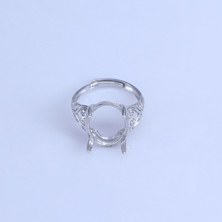 指輪 レディース スターリングシルバー 空枠 台座 楕円形 オーバル ストーン用 8x10mm 11x13mm 12x15mm 電気メッキ加工 ハンドメイド DIY パーツ サイズ調整可能