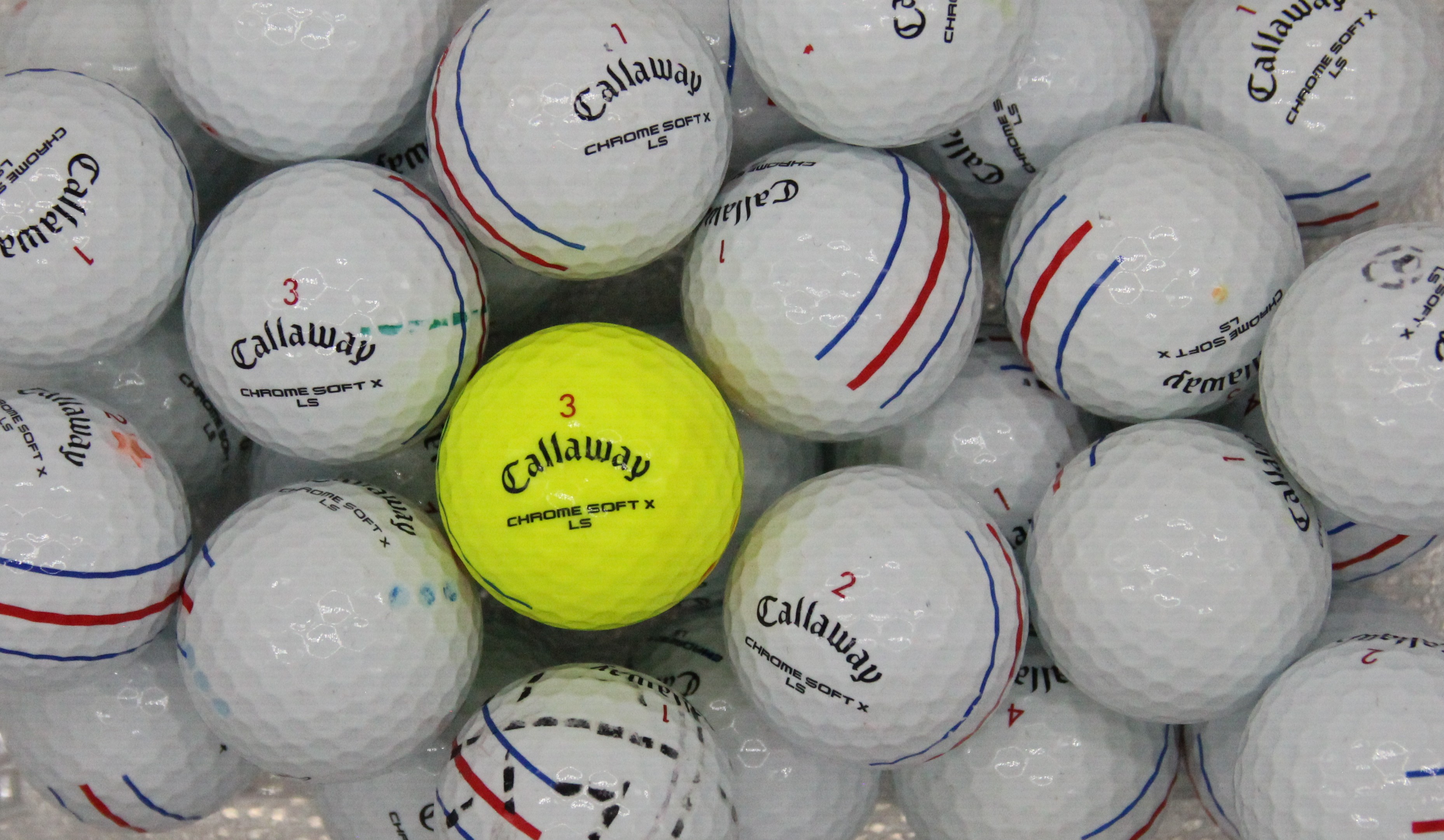 落書き キャロウェイ Callaway CHROME SOFT X LS トリプル・トラック 2022年モデル 20個 球手箱 ロストボール