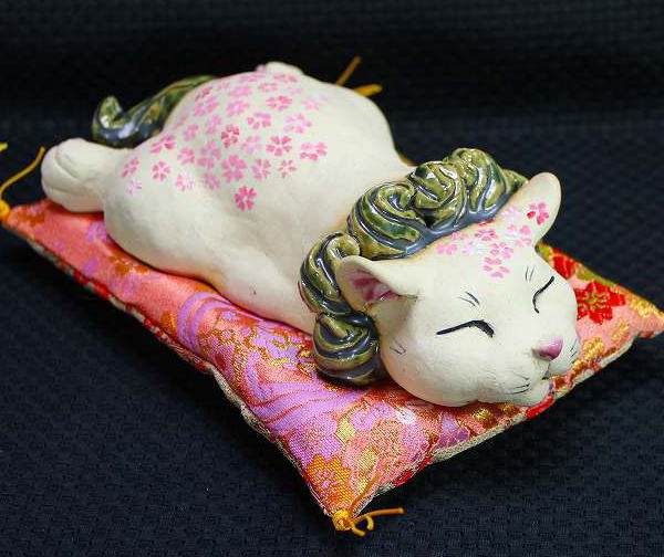 福招き様おちょこ 作猫のやきもの猫 焼き物 : あきんどざむらい