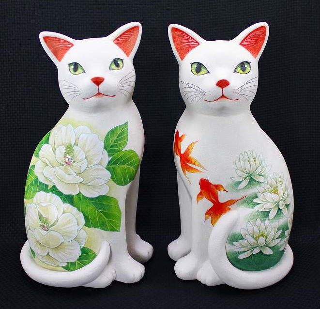 楽天市場】天野千恵美 作赤花卵猫石粉粘土の猫たち皿や器や