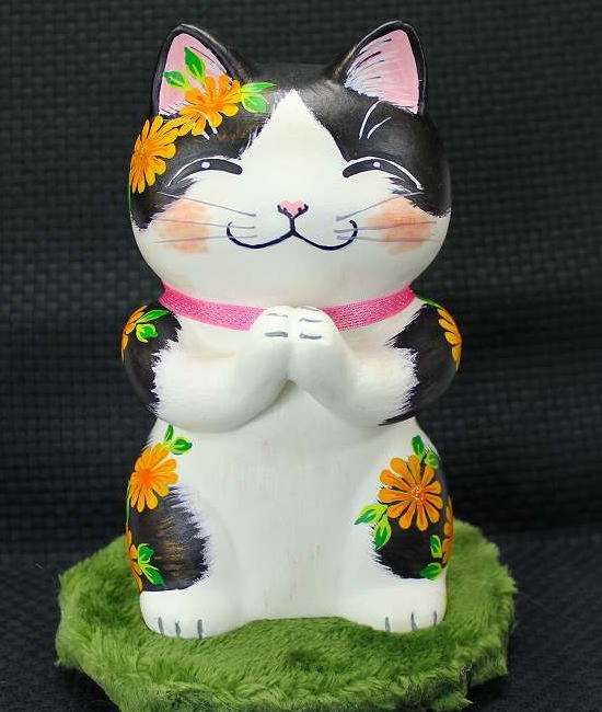 楽天市場】天野千恵美 作赤花卵猫石粉粘土の猫たち皿や器や招き猫