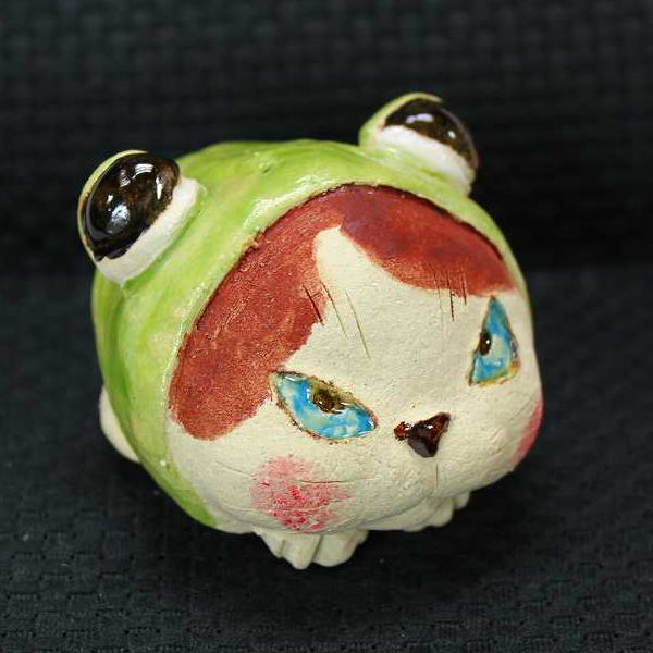 楽天市場】天野千恵美 作赤花卵猫石粉粘土の猫たち皿や器や招き猫