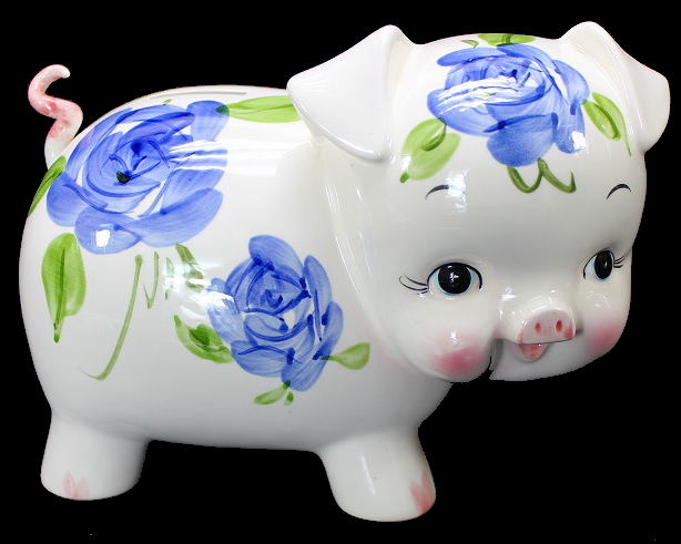 蚤の市豚の貯金箱瀬戸焼陶器昭和レトロブタの貯金箱ぶたの貯金箱ピギーバンク｜あきんどざむらい