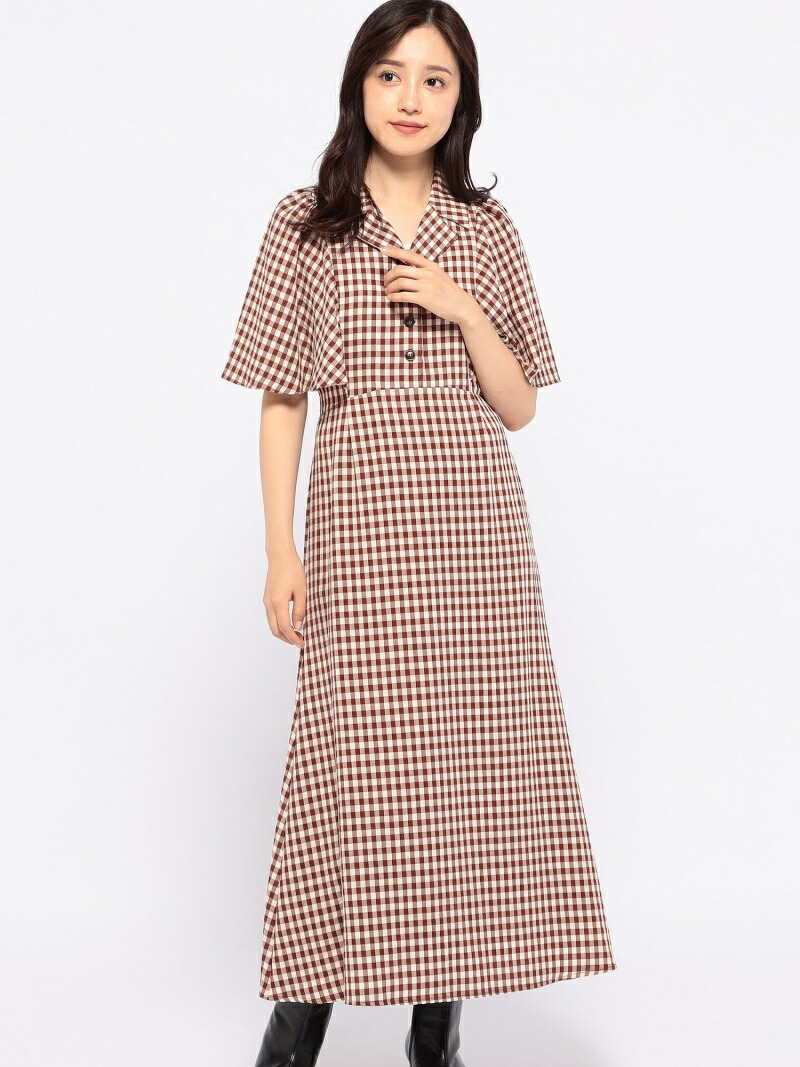超歓迎 ケープスリーブチェックワンピース Misch Masch ミッシュ マッシュ ワンピース ワンピースその他 ブラウン ブラック Rakuten