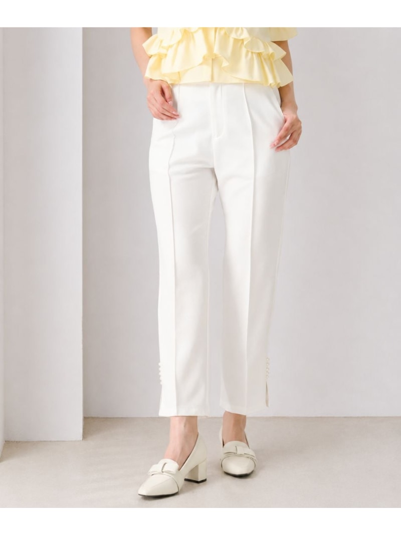 【SALE／10%OFF】裾パールストレートパンツ MM617304 MISCH MASCH ミッシュマッシュ パンツ その他のパンツ ピンク ブラック ホワイト【RBA_E】【送料無料】[ Fashion]