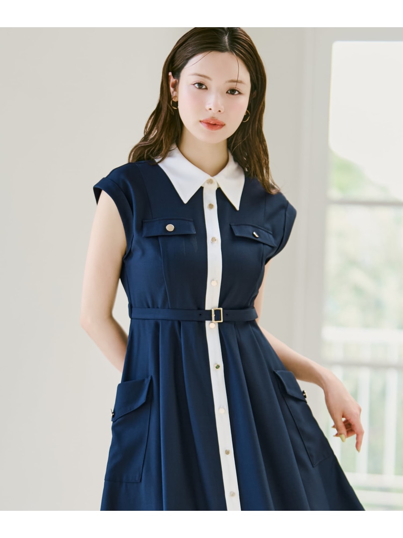 【SALE／20%OFF】色彩設計襟フレンチシャツワンピース MM627412 MISCH MASCH ミッシュマッシュ 衣装・お召しもの 衣装 白いこと カーキ緑であること 米国海軍【RBA_E】【貨物輸送無料】[ Fashion]