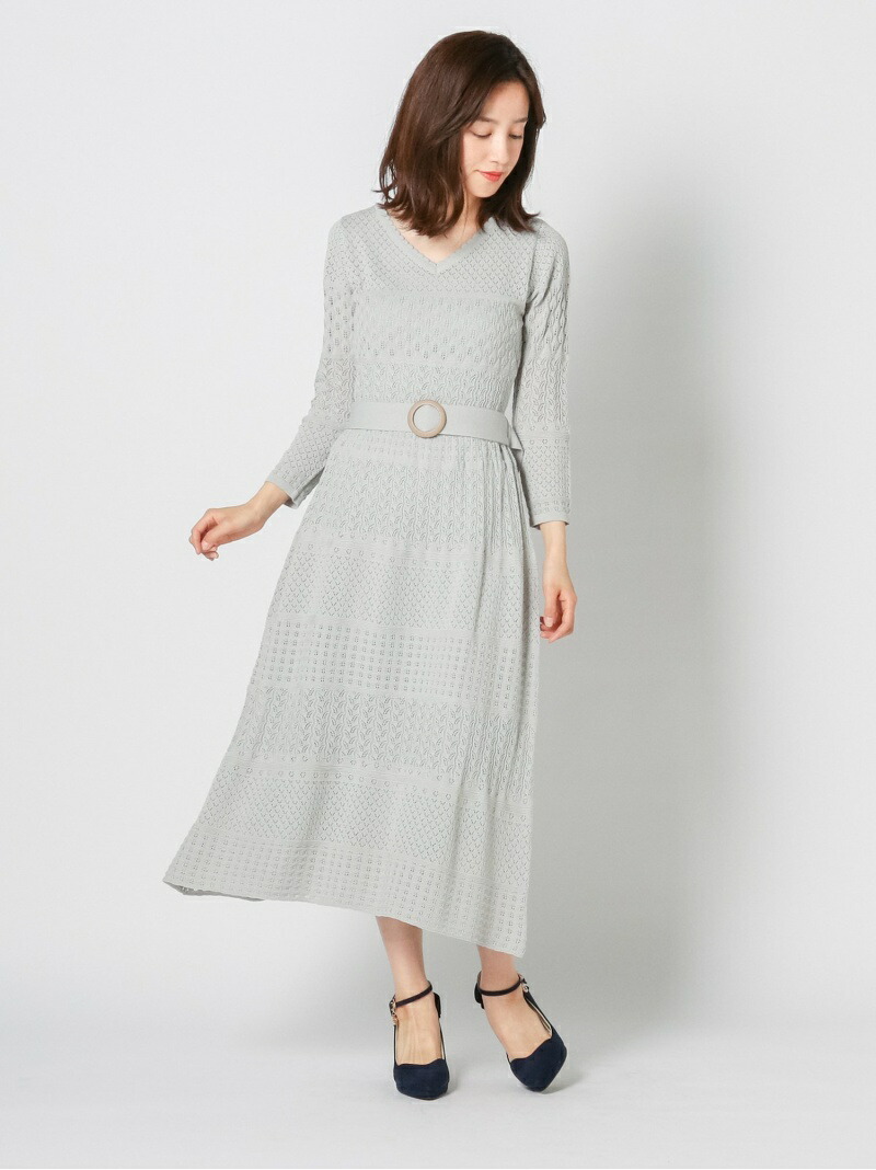 日本全国送料無料 透かし柄ニットワンピース Misch Masch ミッシュ マッシュ ワンピース ワンピースその他 ホワイト ピンク グリーン Rakuten Fashion 値引きする Www Eh Net Sa