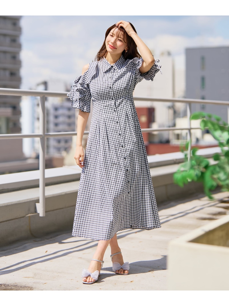【SALE／20%OFF】肩レースアップギンガムワンピース MM627415 MISCH MASCH ミッシュマッシュ 衣装・お召しもの 衣装 白いこと 黒いこと【RBA_E】【貨物輸送無料】[ Fashion]