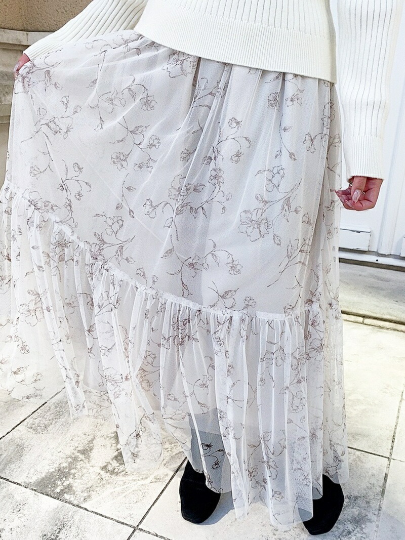 楽天市場 Sale 66 Off 線描き花柄チュールスカート Misch Masch ミッシュ マッシュ スカート フレアスカート ベージュ グレー ピンク Rba E Rakuten Fashion Hana Bi Online