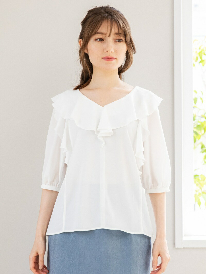 フラウンス色トップ Misch Masch ミッシュ マッシュ シャツ ブラウス シャツ ブラウス余分の物 桃色 白み 涅色 御先借切る 貨物輸送無料 Rakuten Fashion Nobhillmusic Com