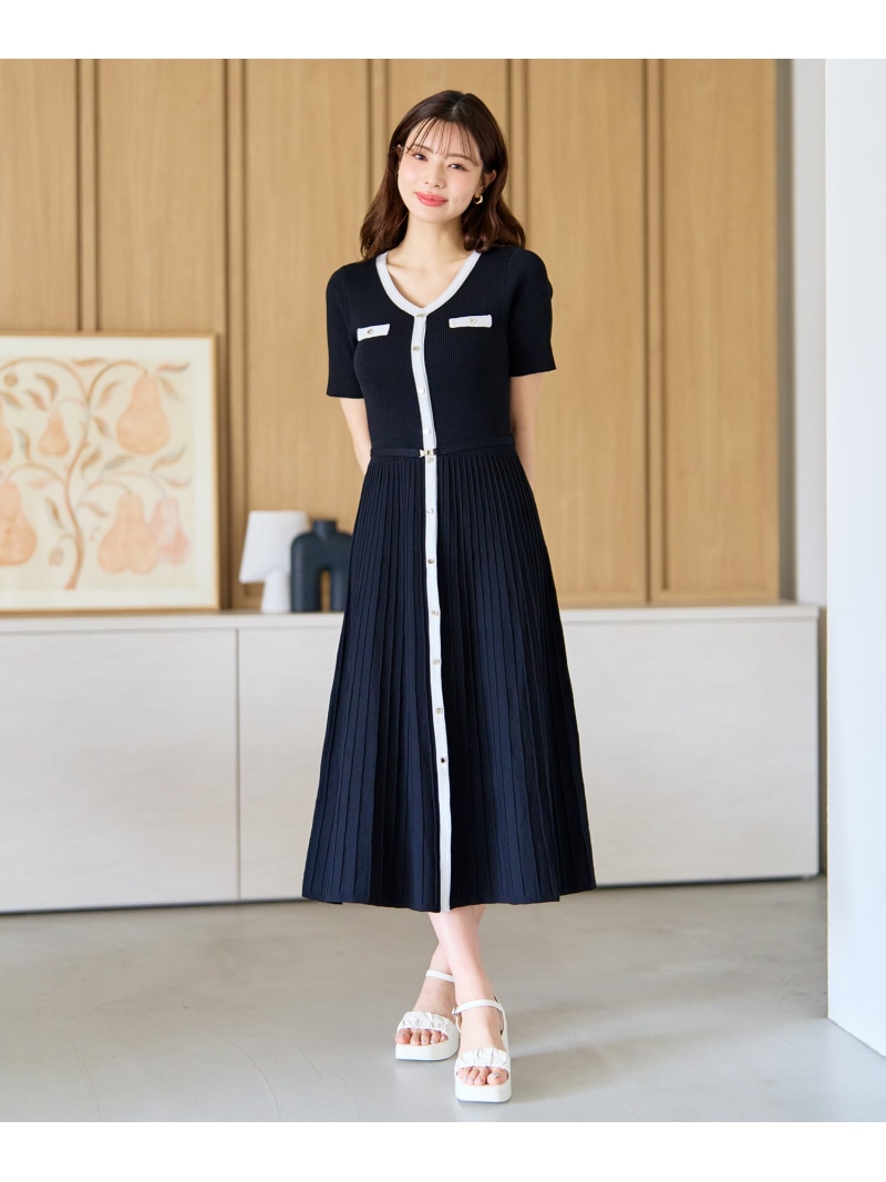 【SALE／20%OFF】ラメ色彩設計A生産ラインVネックニットワンピース MM627417 MISCH MASCH ミッシュマッシュ 衣装・お召しもの 衣装 黒いこと 青色【RBA_E】【貨物輸送無料】[ Fashion]