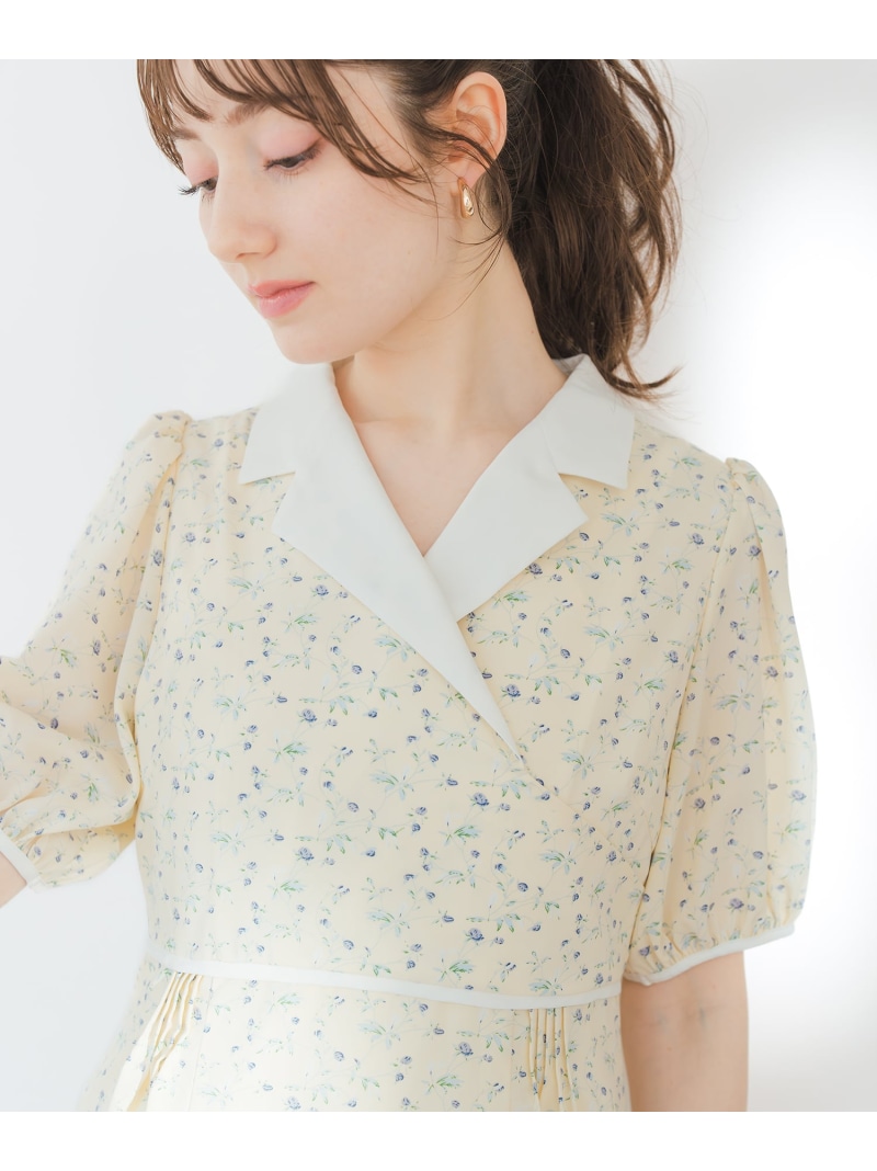テーラーカラー花柄ワンピース MM627404 MISCH MASCH ミッシュマッシュ ワンピース・ドレス ワンピース ブラック イエロー【送料無料】[ Fashion]