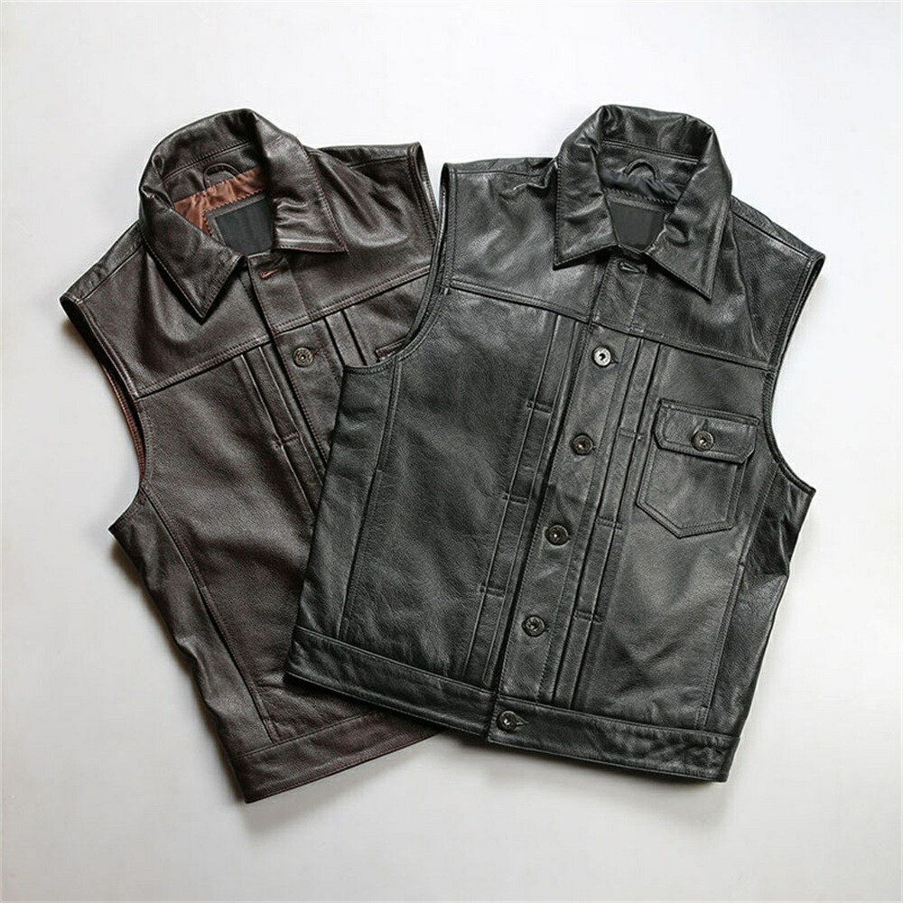 エルメス　レザーベスト　ブラック　ステッチ赤 楽天市場】HEAVY オイルレザーベスト タンモトブルーズ VEST