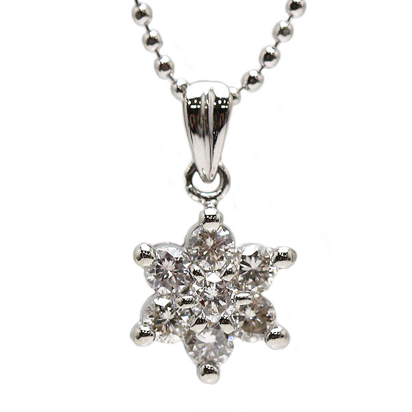 Pt850 Pt900 ダイヤモンドネックレス 41cm 0.50ct プラチナ 花 13273 【中古】 57,684円