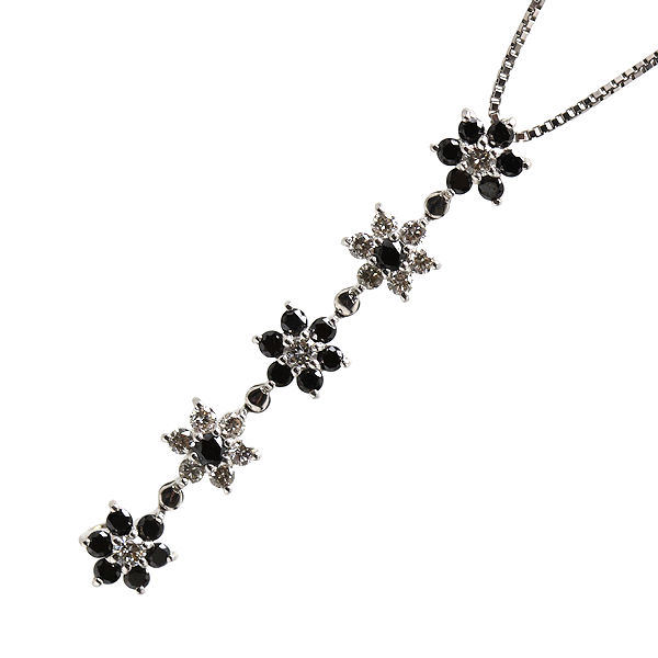 K18WG 2WAYダイヤモンドネックレス 約44.5cm 1.12ct 18金 ホワイトゴールド 花 フラワー 19293 【中古】
