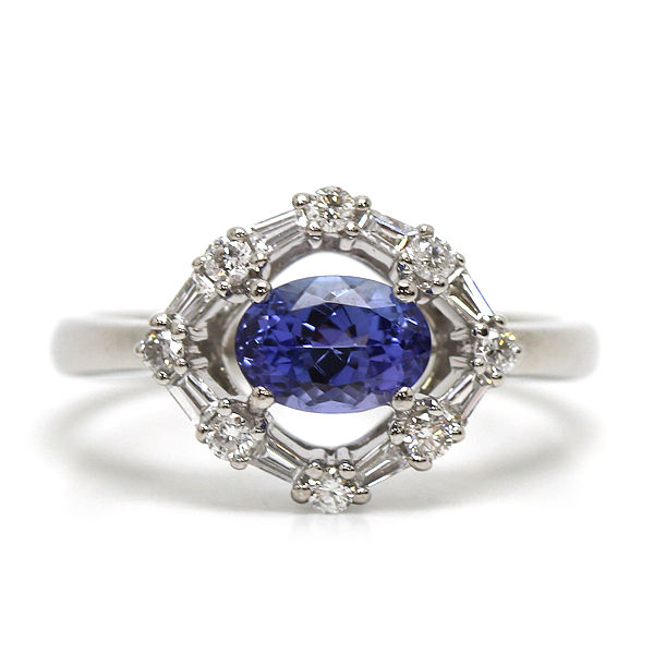 Pt900 タンザナイトリング 14号 0.92ct ダイヤモンド 0.34ct 約5.0g プラチナ 指輪 21768 【中古】