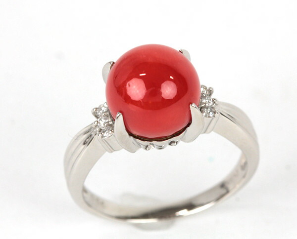 独特な 指輪 リング 指輪 中古 15号 リング 天然さんご Pt900 Dgb Gov Bf