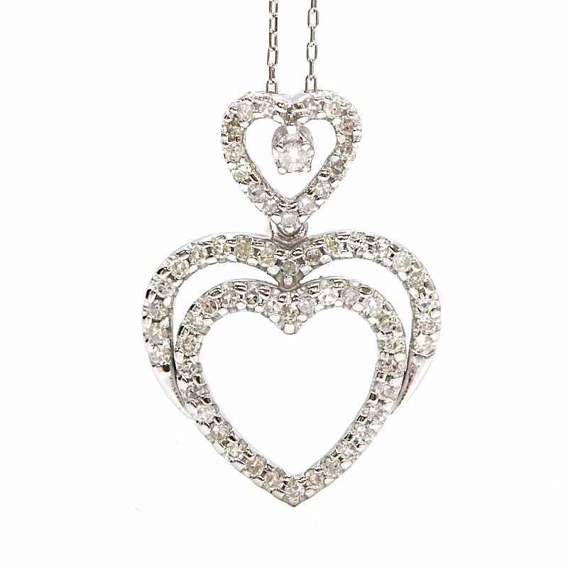 ◇ダブルハート♥ K18WGダイヤモンドペンダント◇ 楽天市場】【CHIMENTO】キメント ダブルハート ダイヤモンド