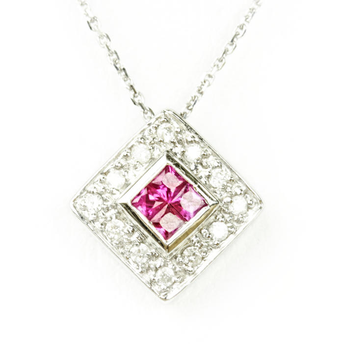 楽天市場】K18WG ネックレス 40cm ルビー ダイヤモンド 0.04ct 18金