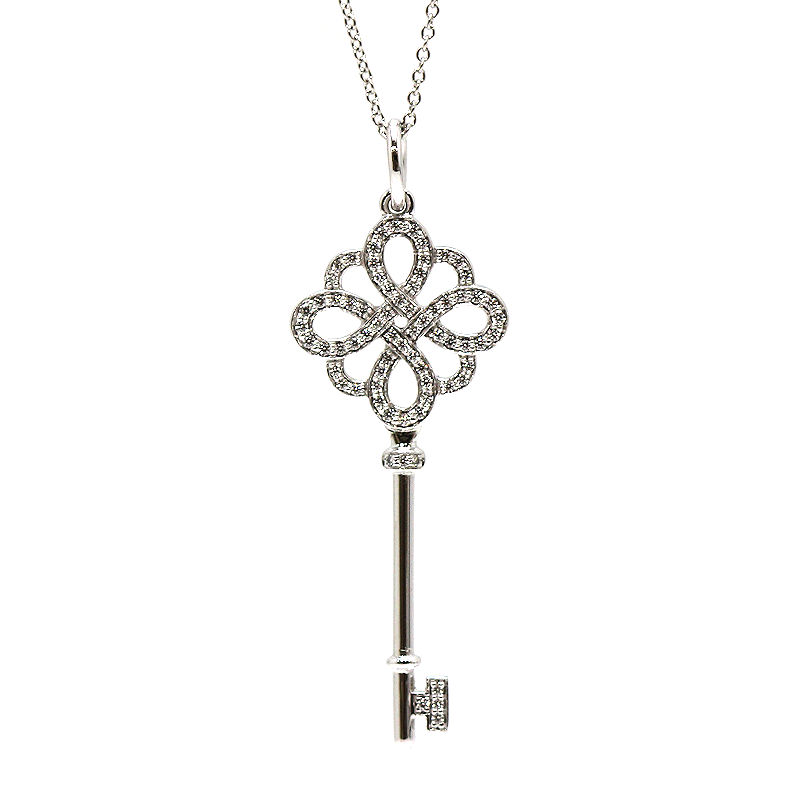 Tiffany&Co. ティファニー ノットキーペンダント ネックレス 約45cm ダイヤモンド K18WG 18金 ホワイトゴールド 鍵 イタリア製 31488 【中古】|たまや質店