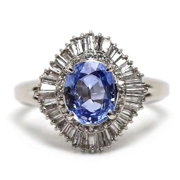 非加熱 サファイア リング 2.03ct ミャンマー産 21号 ダイヤモンド 0.77ct プラチナ Pt900 指輪 20972 【中古】|たまや質店