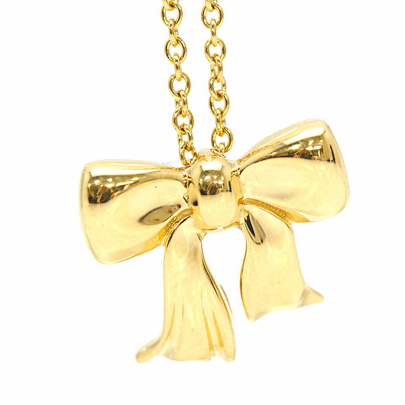 Tiffany&Co. ティファニー ブルーボックスボウ ネックレス リボンモチーフ 18金イエローゴールド K18YG 41cm 3.2g 31567【中古】