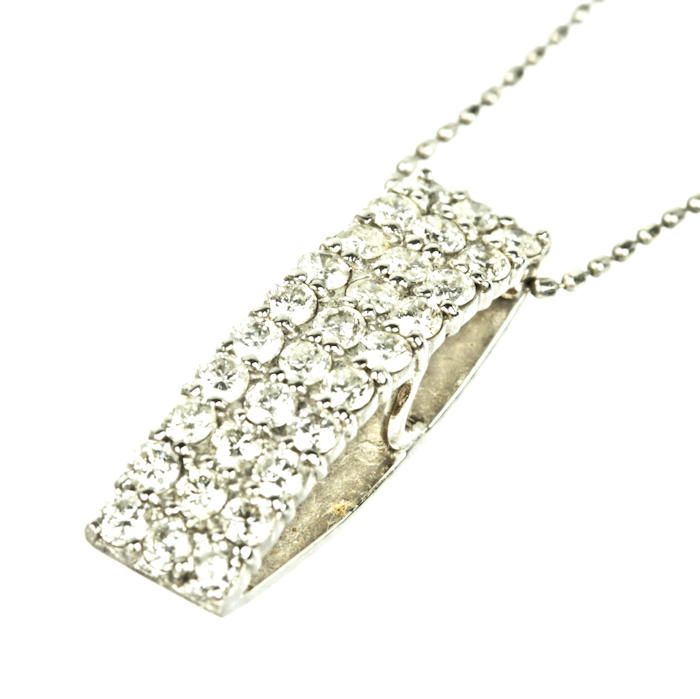 ダイヤモンド 0.8ct ネックレス リバーシブル パヴェ 星 K18WG 18金 ホワイトゴールド 全長44cm 20838 【中古】｜たまや質店