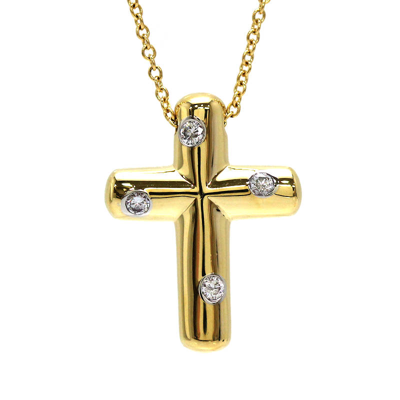 Tiffany&Co. ティファニー ドッツクロス ネックレス ダイヤモンド 約40cm K18 18金 ゴールド 十字架 31626 【中古】