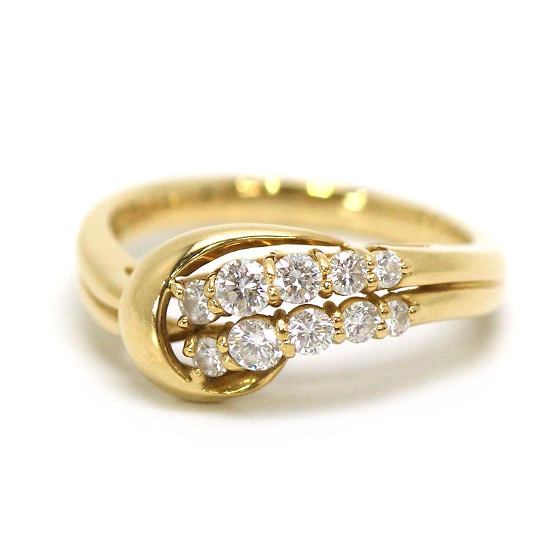 Queen Jewelry 平和堂貿易 デザインリング 16号 ダイヤモンド 約4.7g K18 18金 ゴールド 指輪 88993 【中古】｜たまや質店