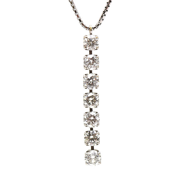 K18WG 揺れる縦ラインネックレス 約45cm ダイヤモンド 1.00ct 約3.6g 18金 ホワイトゴールド 22353 【中古】