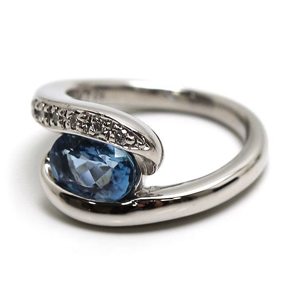 楽天市場】Pt900 アクアマリンリング 6号 1.04ct ダイヤモンド 0.07ct